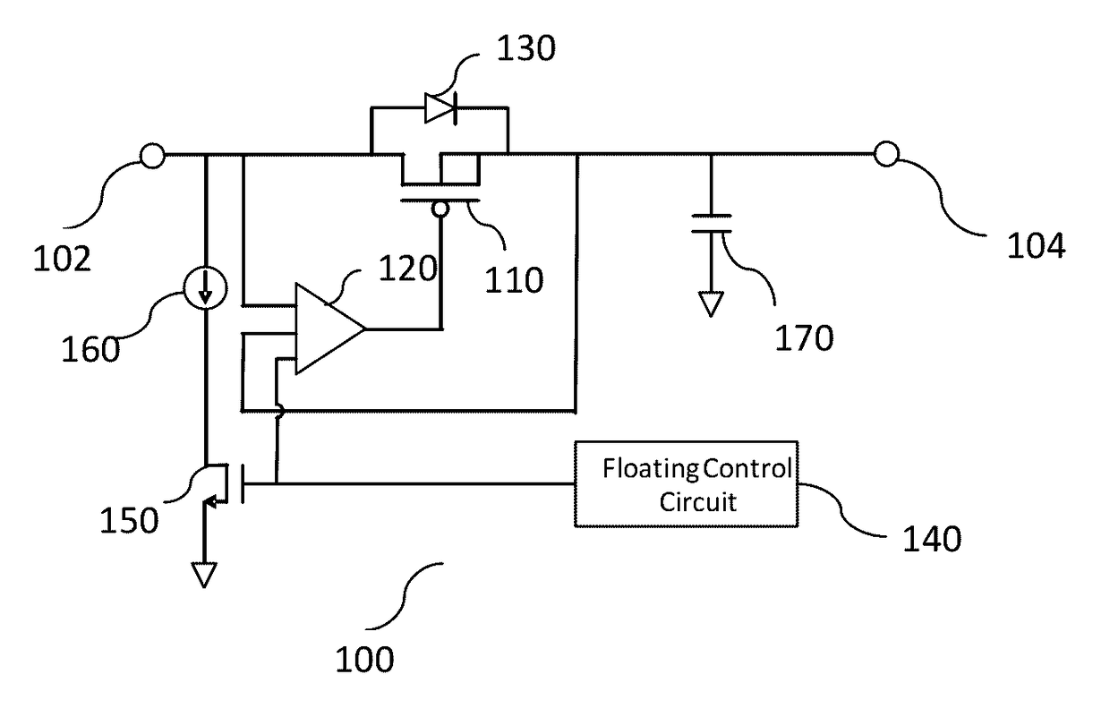 One wire parasite power switch control circuit