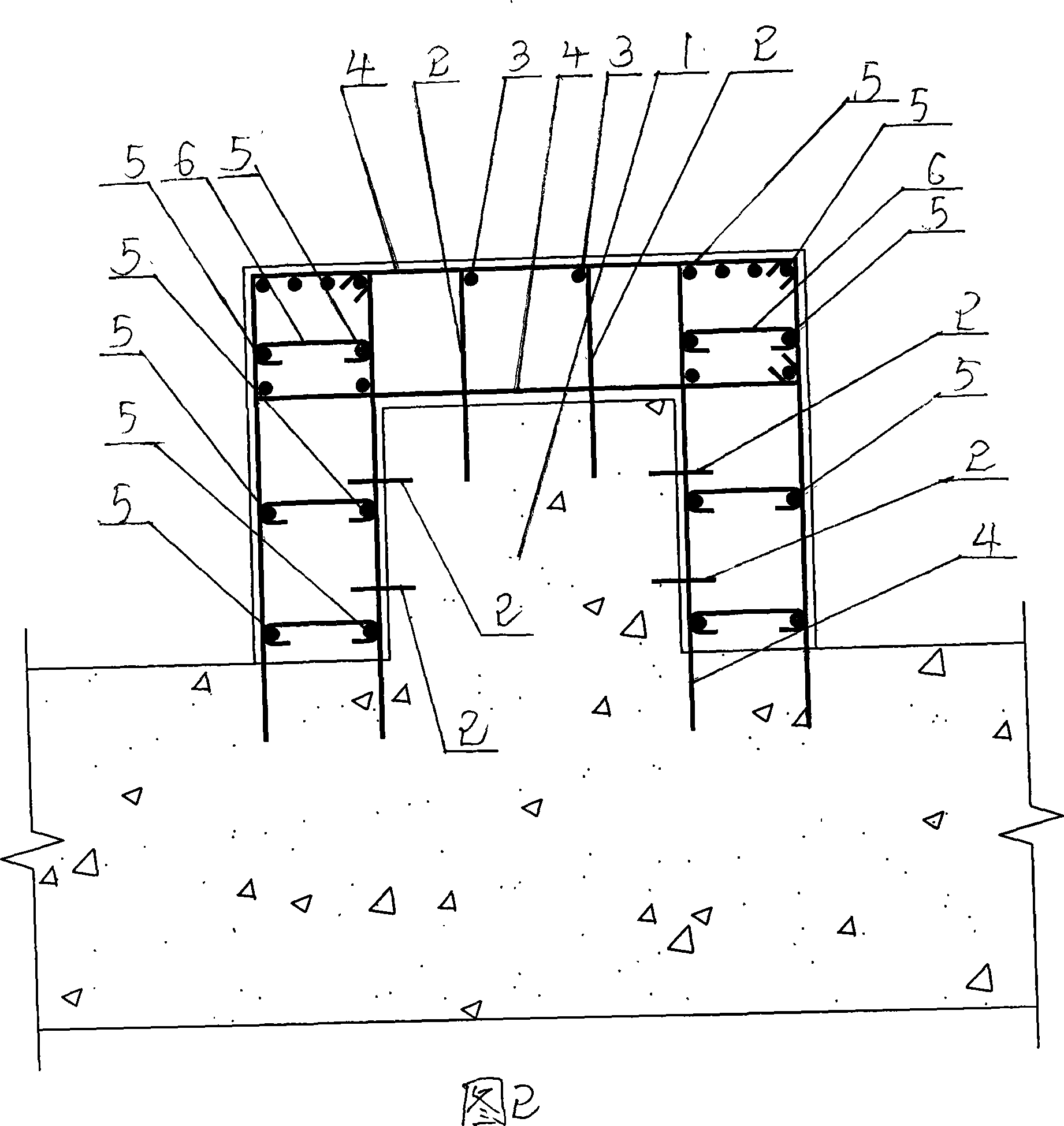 Construction method for reinforcing grade beam