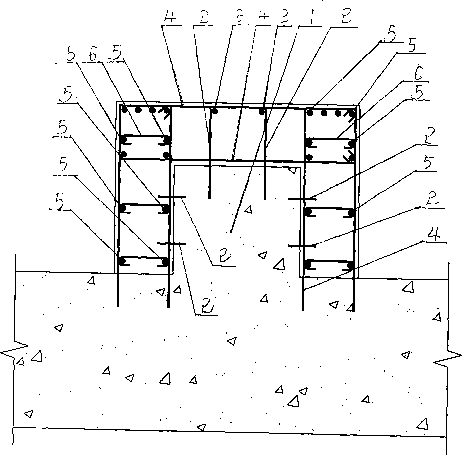 Construction method for reinforcing grade beam