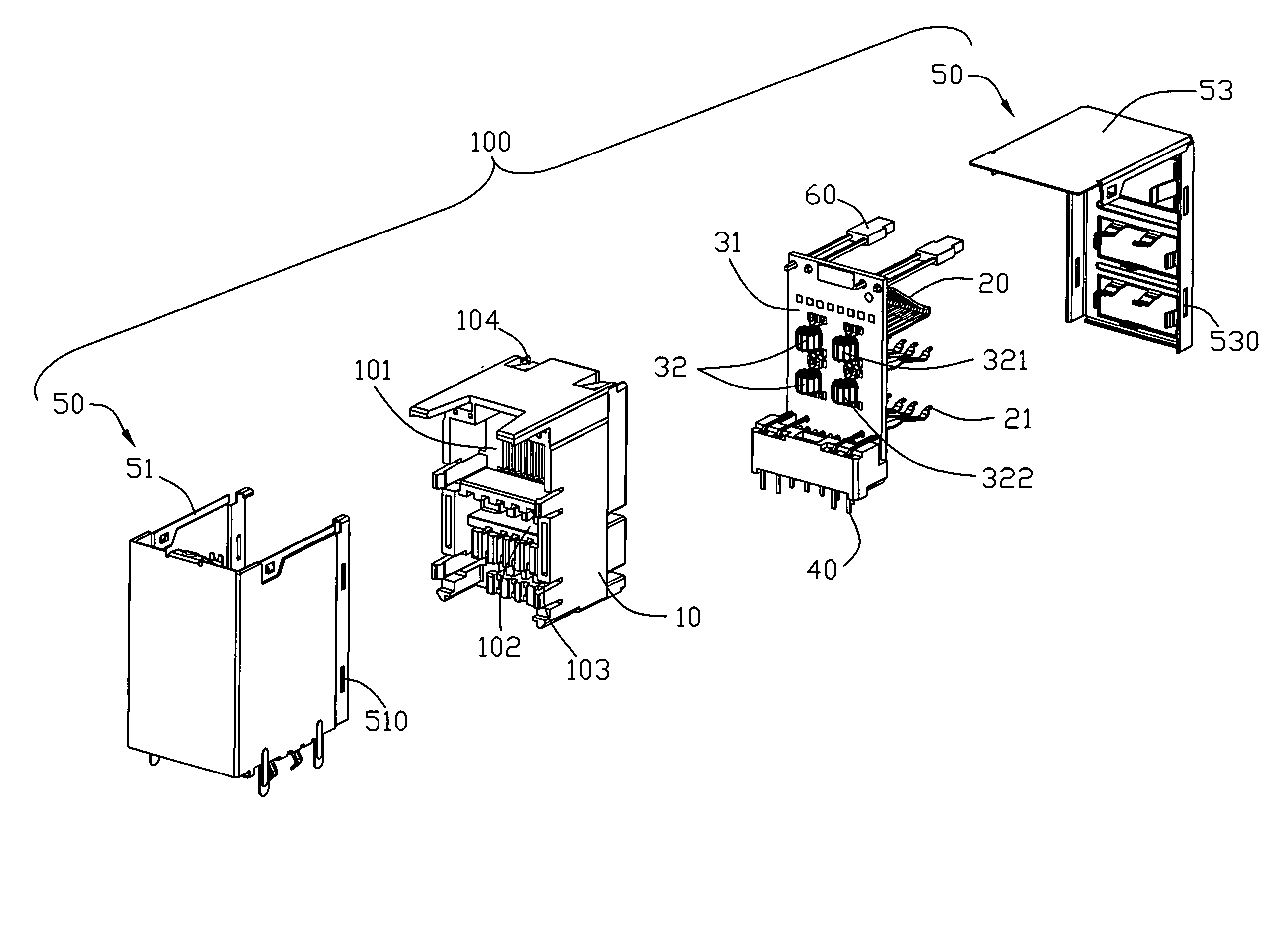 Electrical connector having an improved magnetic module