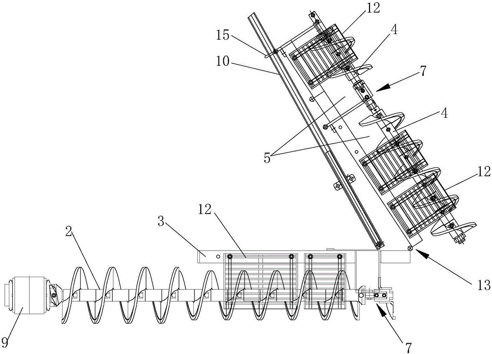 Multistage folding type spiral conveying mechanism for paver
