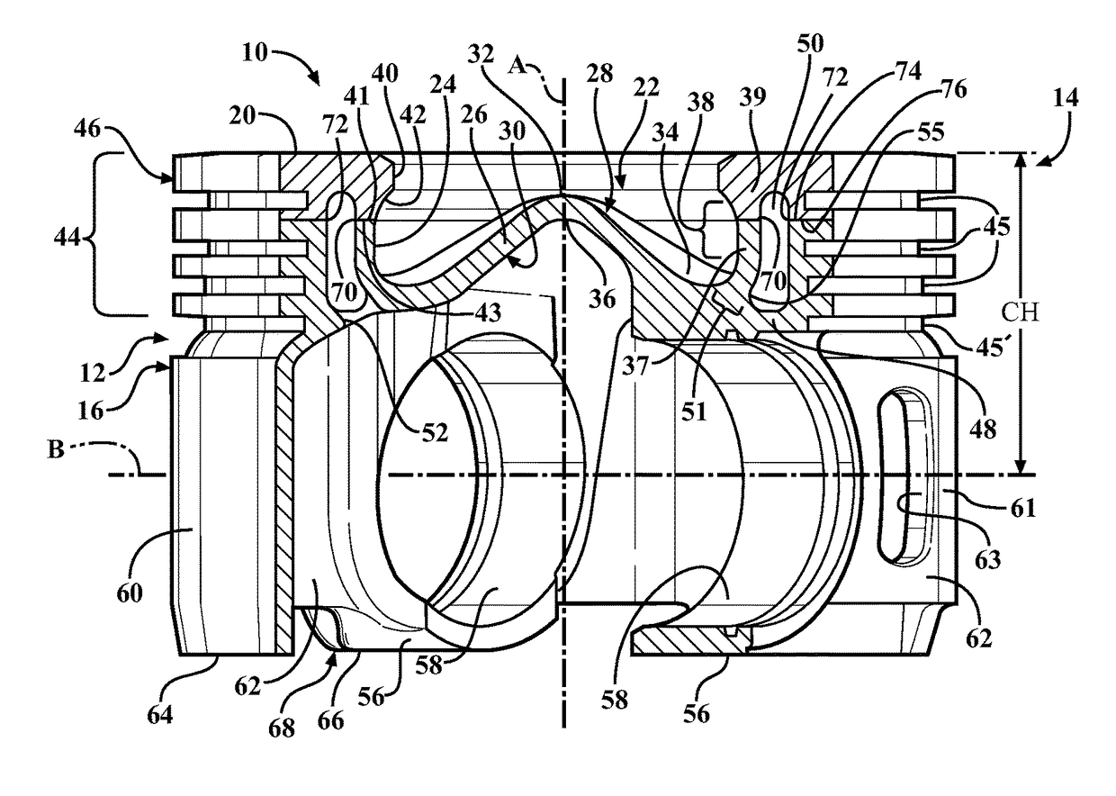 Steel piston with cooling gallery and method of construction thereof