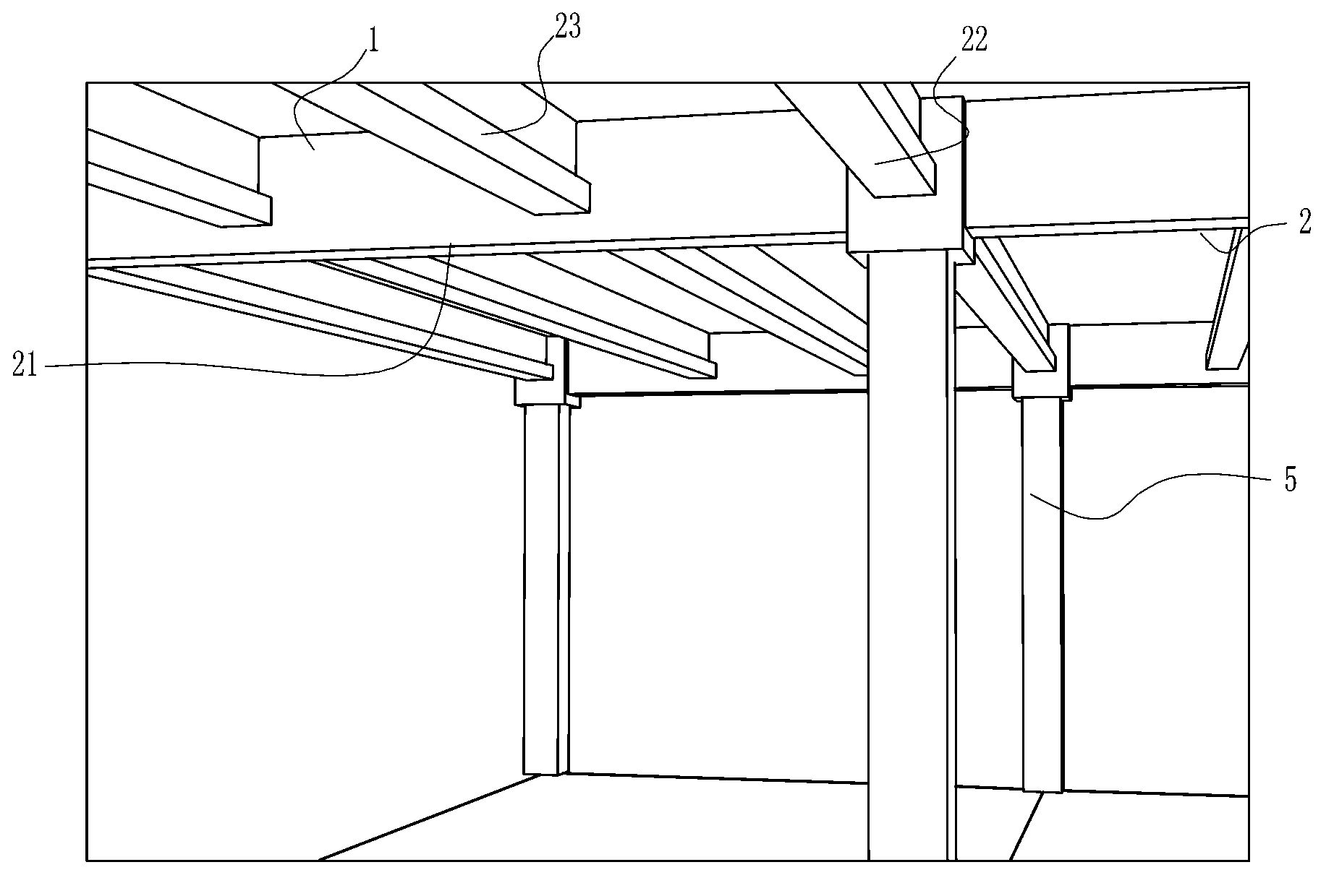 Large span prefabricated monolithic casting structure and construction method
