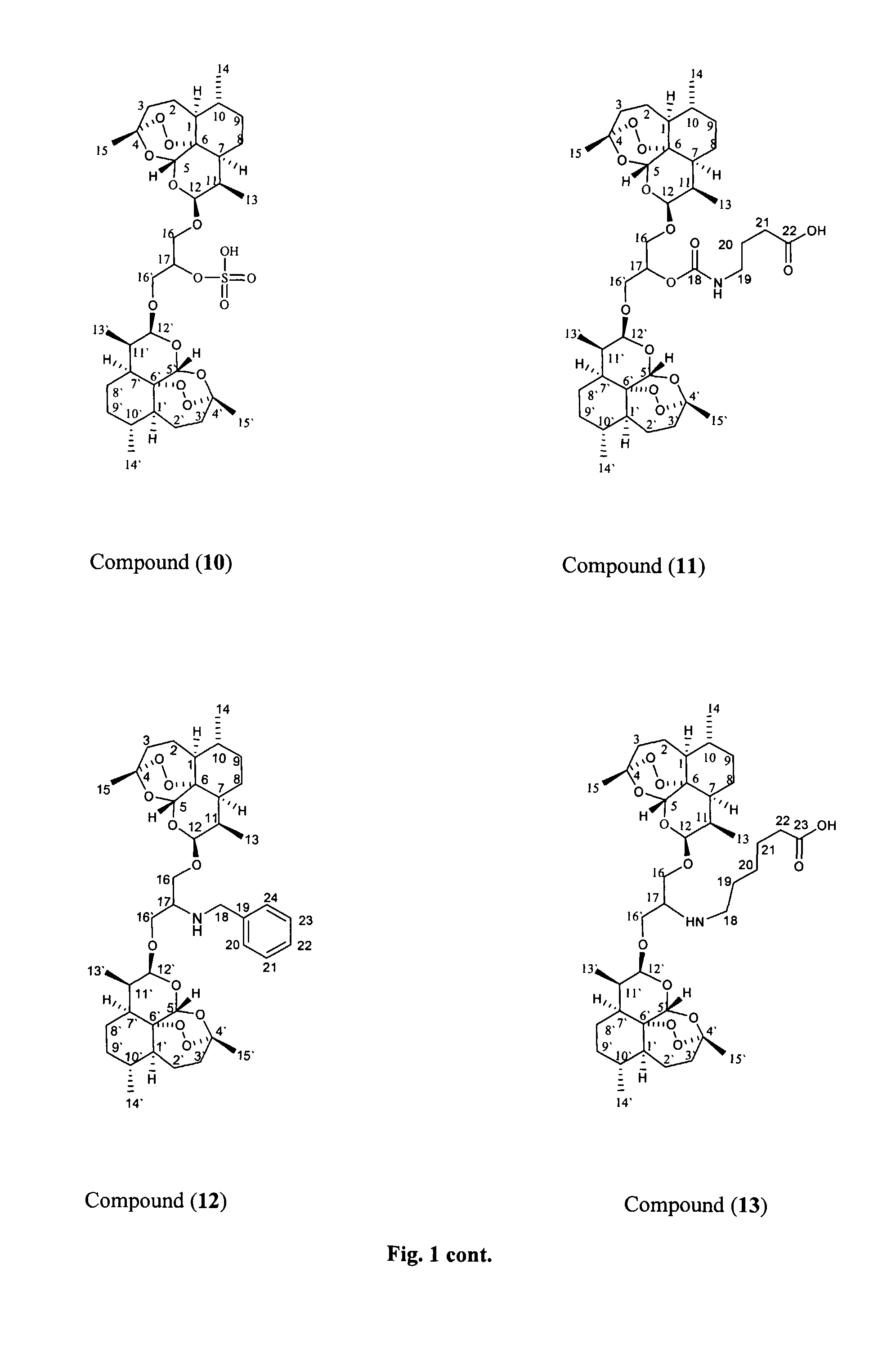 Anticancer and antiprotozoal dihydroartemisinene and dihydroartemisitene dimers with desirable chemical functionalities