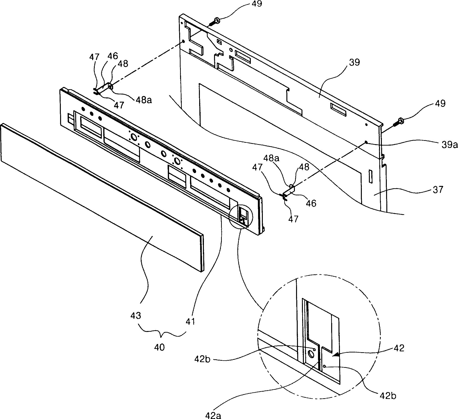 Earthing structure for control panel of microwave oven