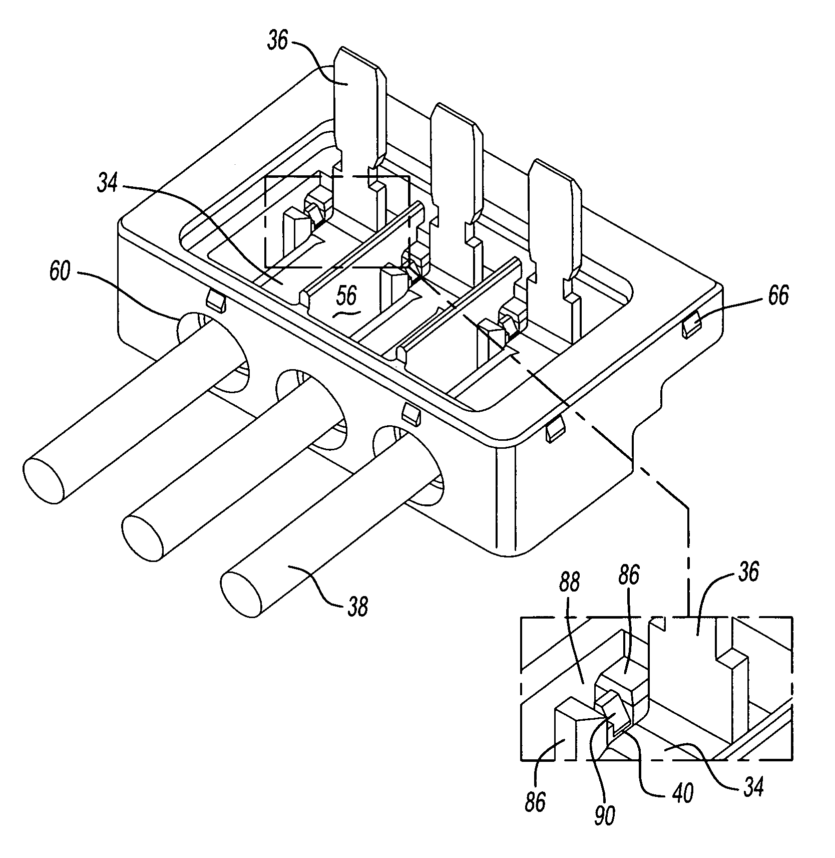 Connector with terminal motion reduction