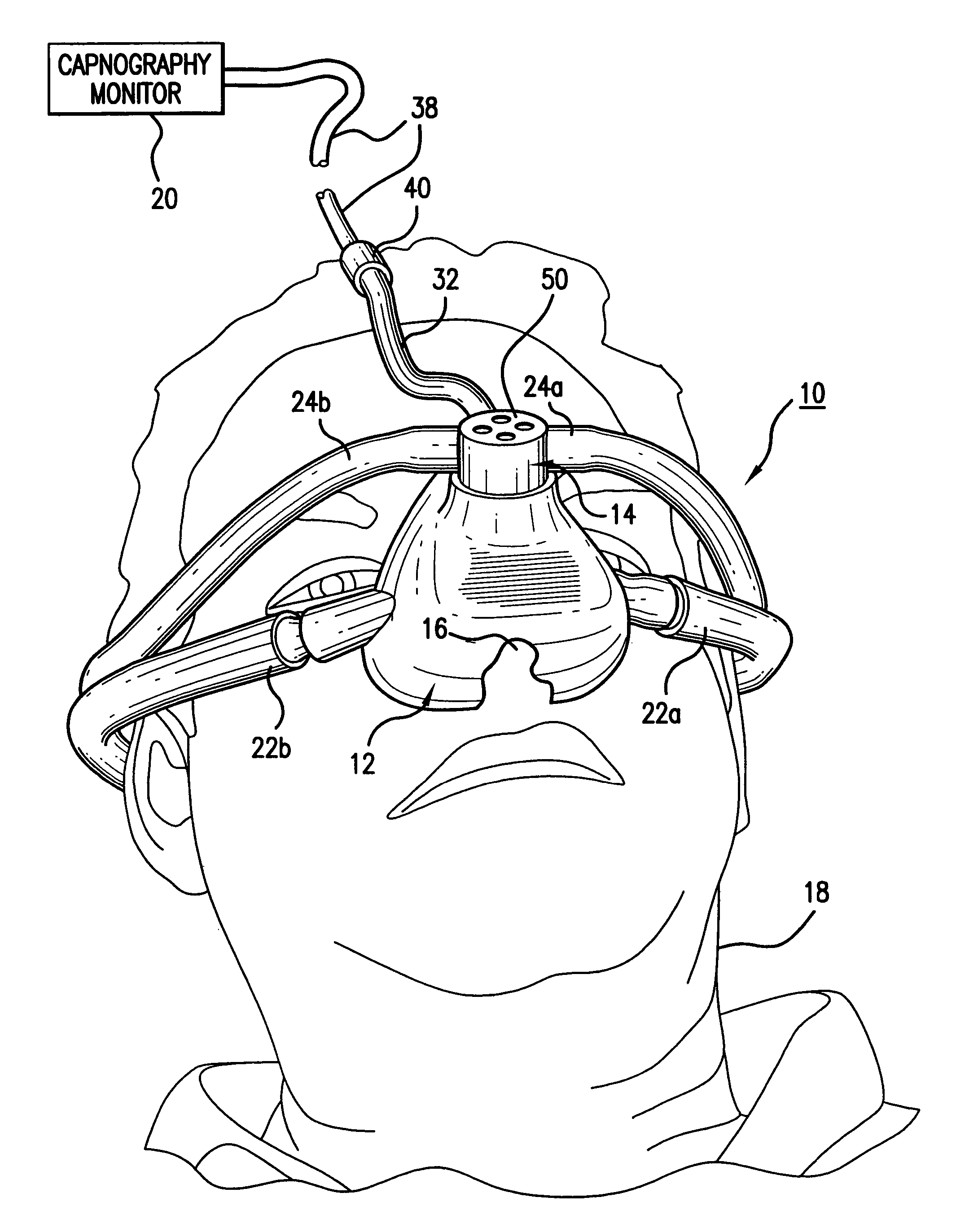 Capnography measurement adapter and airway mask system