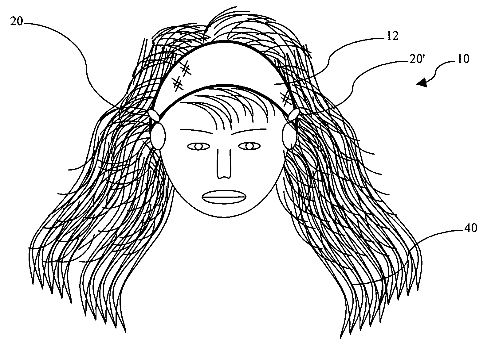 Adjustable headband and hair extension holding construction for attaching supplemental hair