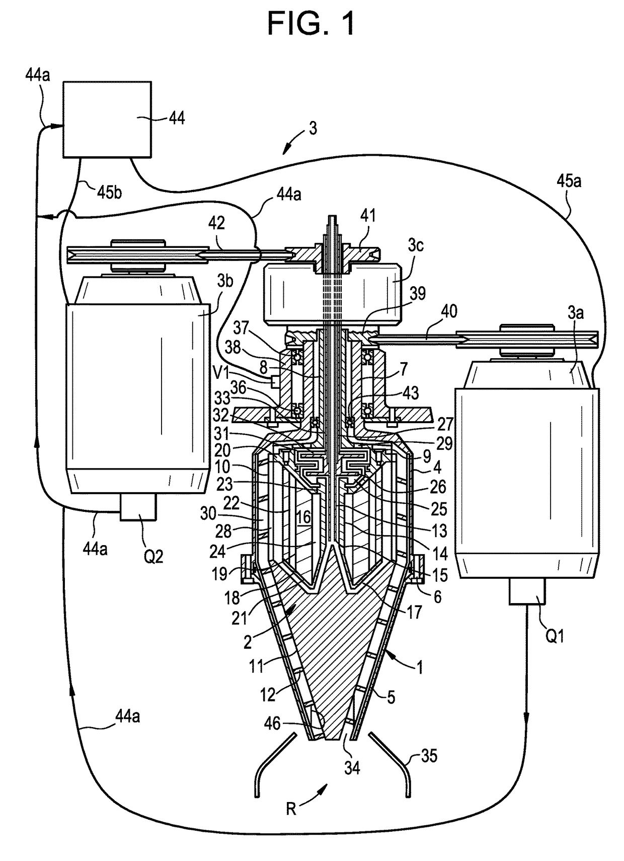 Centrifugal separator with a control unit for speed control