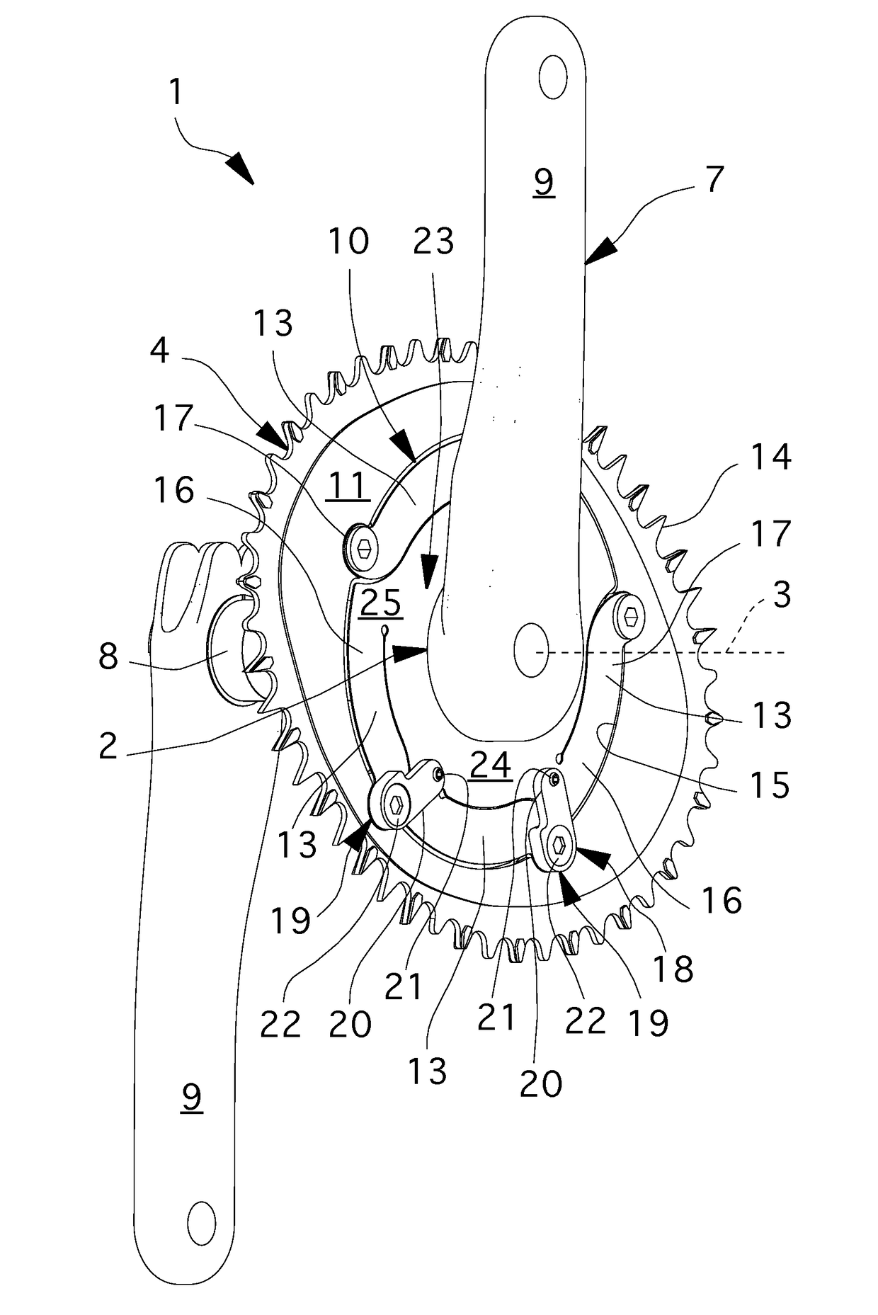 Device for motion transmission on cycles