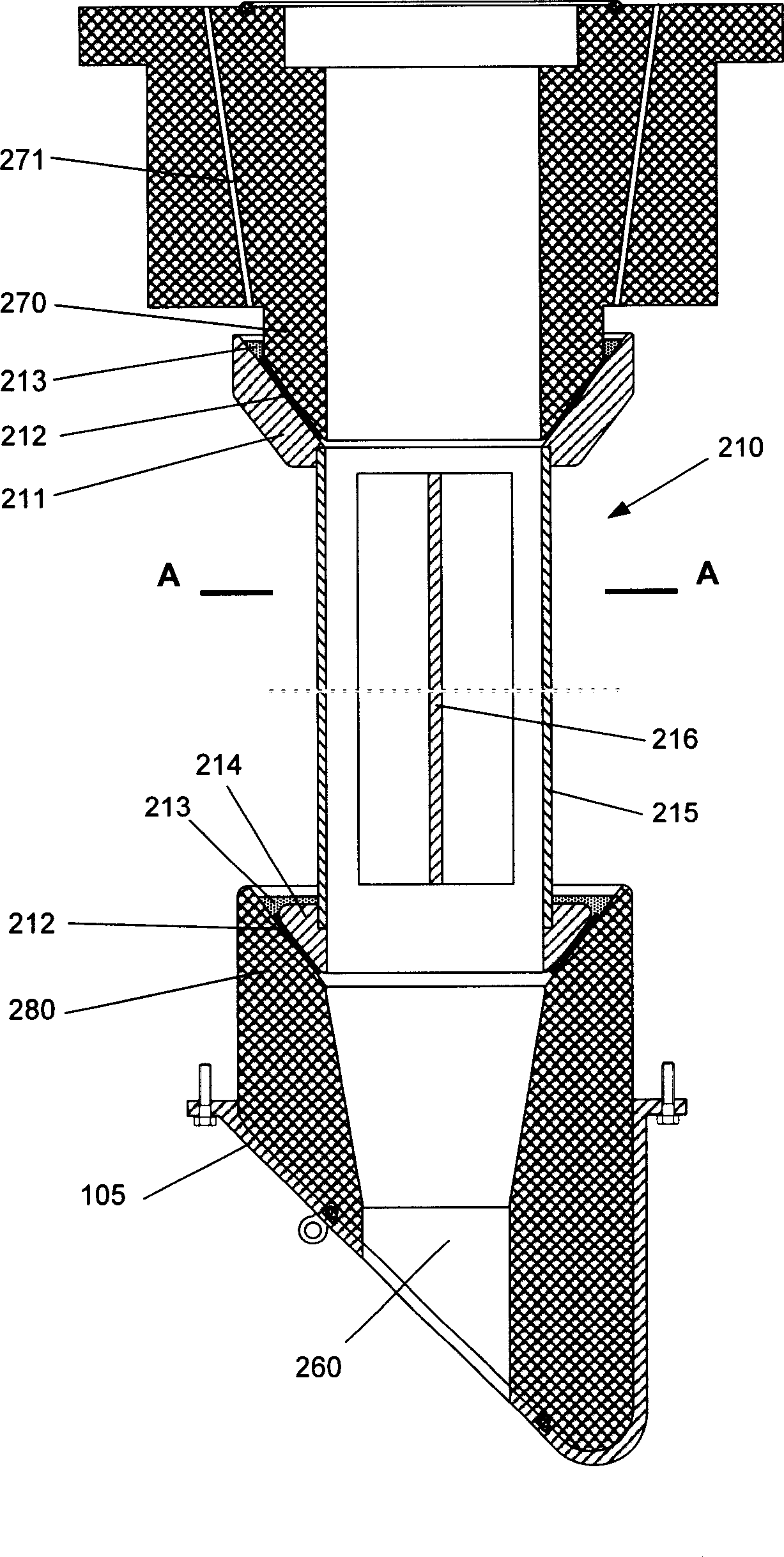 Vertical reduction tank and reduction furnace device for metal smelting