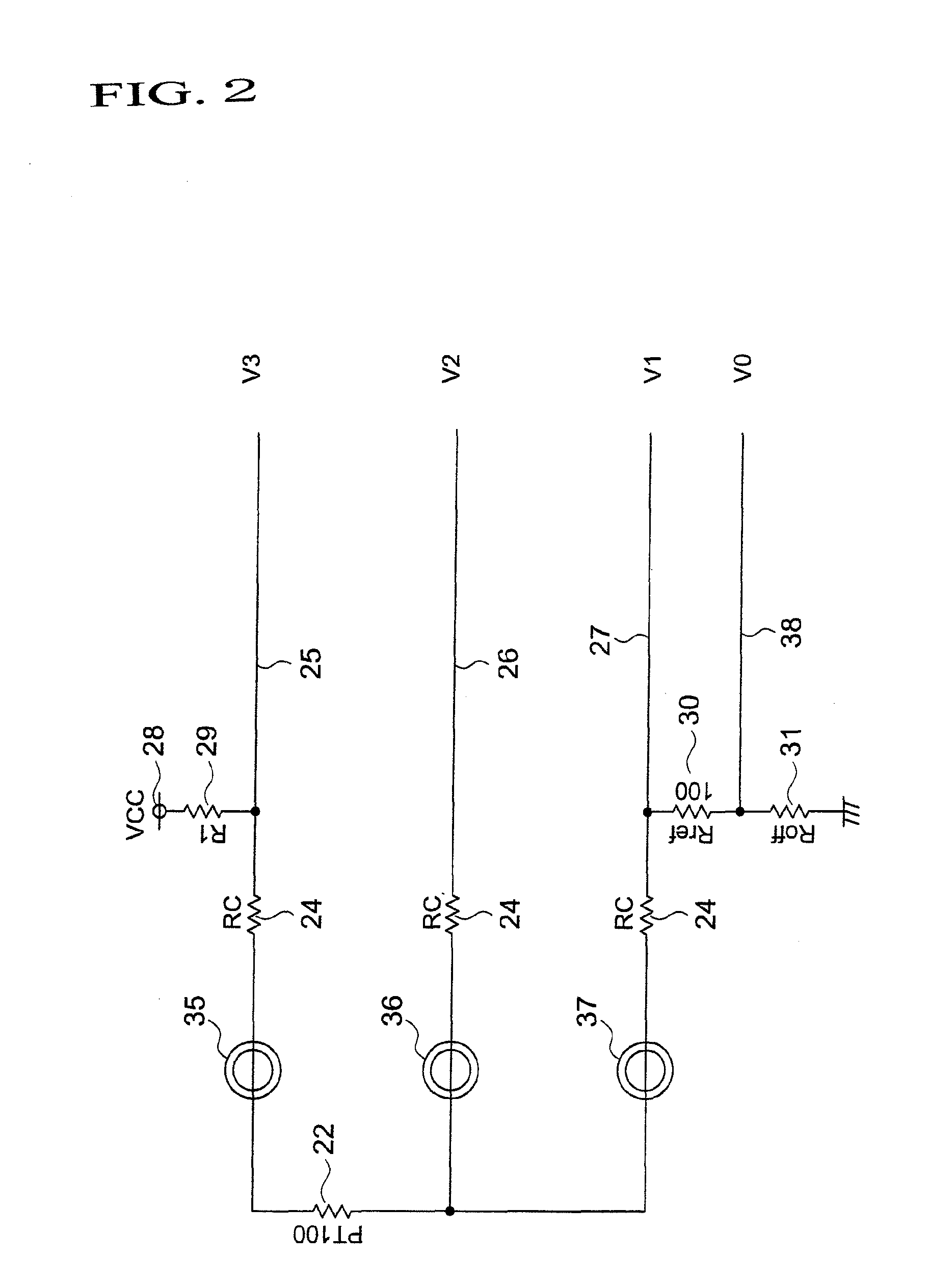 Temperature measuring circuit in a flowmeter