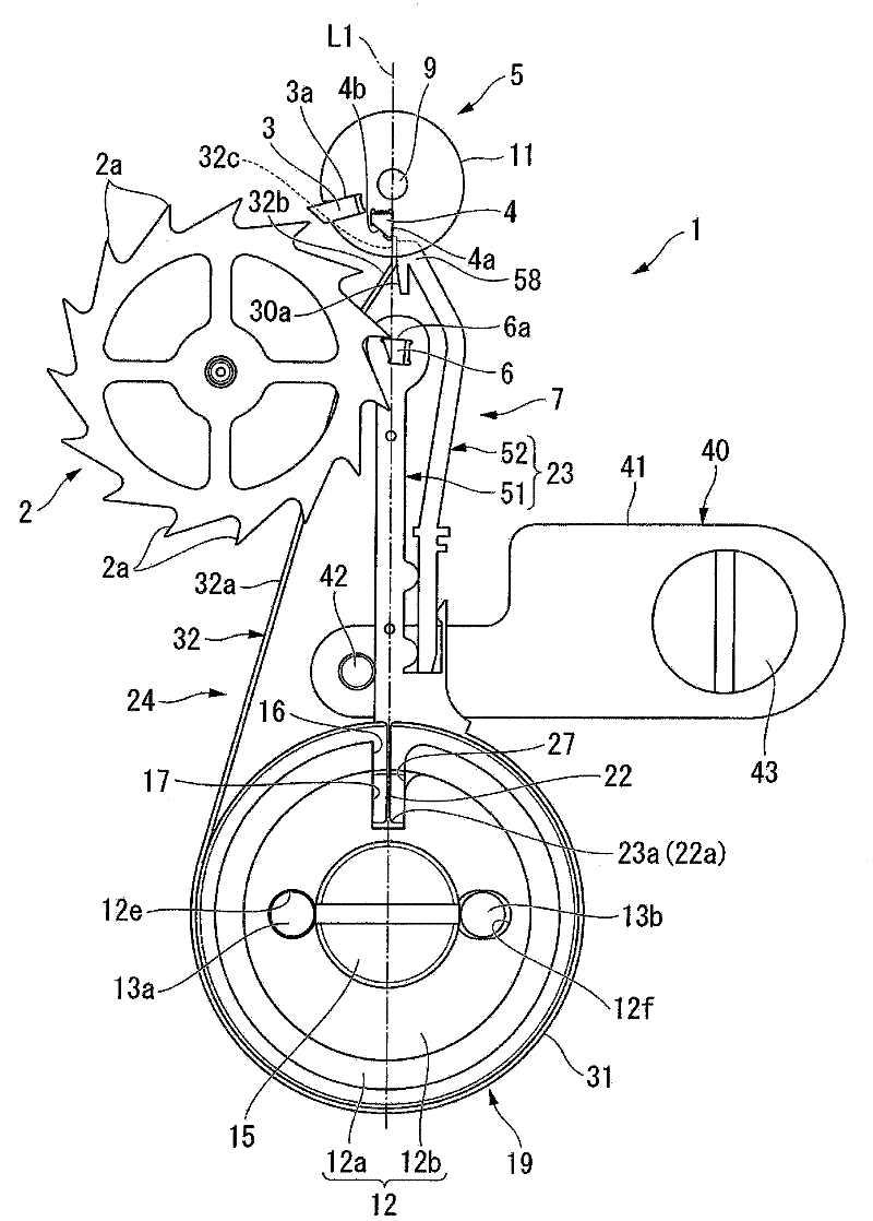 Detent escapement for timepiece and mechanical timepiece