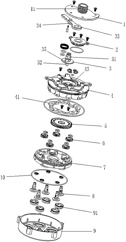 Water discharging device capable of regulating rotary water discharge and using method of water discharging device