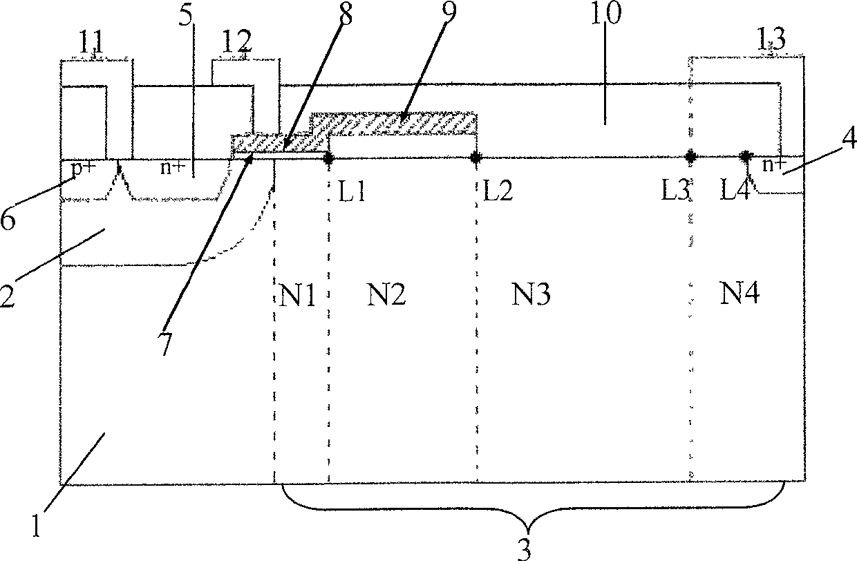 High voltage N-shape metal oxide semiconductor tube and its preparing method
