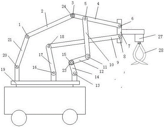 Variable motion range connection rod mechanism with revolute pair locking device