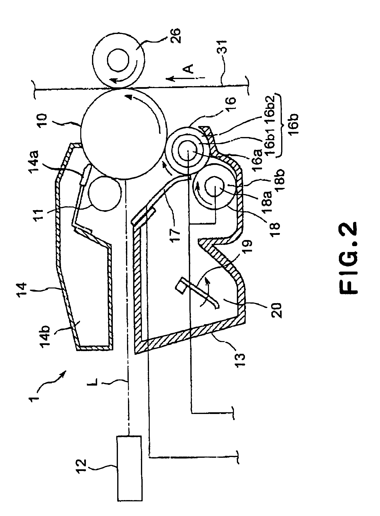 Image forming apparatus including two developer carrying members wherein potential differences between the developer carrying members and a common voltage source differ
