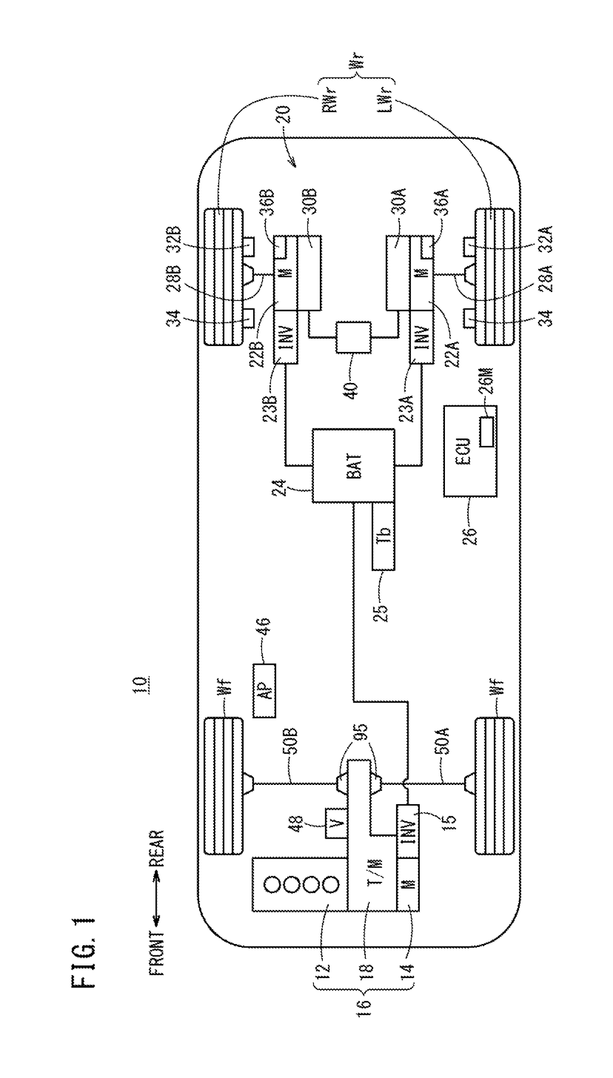 Right and left motor output control for vehicle