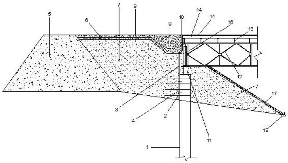 Steel pipe pile steel trestle end and its construction method