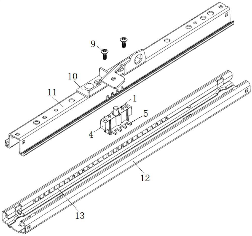 Design of symmetrical four-finger lock claw lock box of manual symmetrical sliding rail
