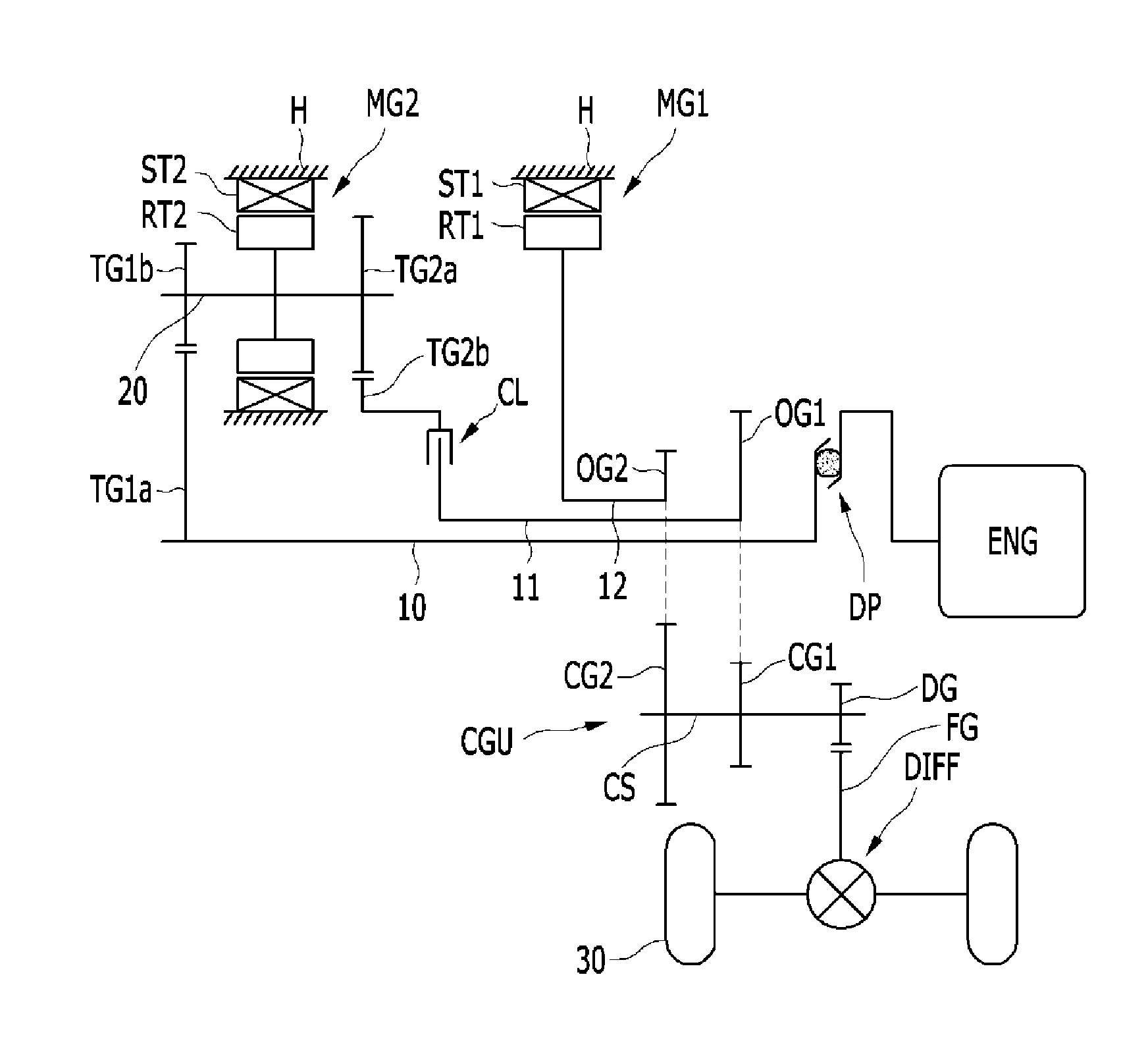 Transmission system of hybrid electric vehicle