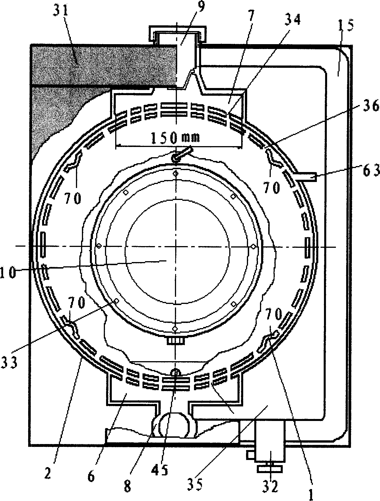 Pressure circulating washing machine with forced jet water flow