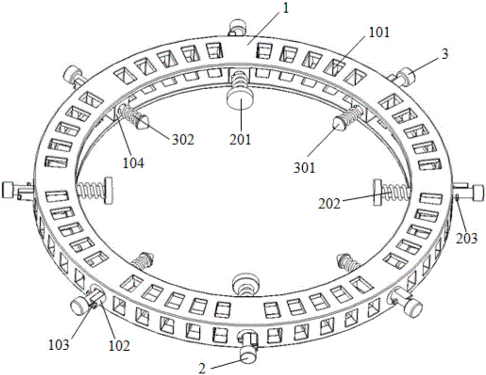 Follow-up multi-point contact type hoop strain measurement device