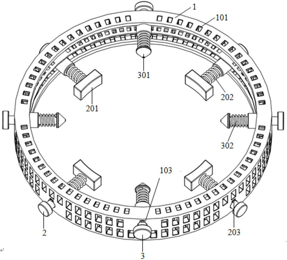 Follow-up multi-point contact type hoop strain measurement device