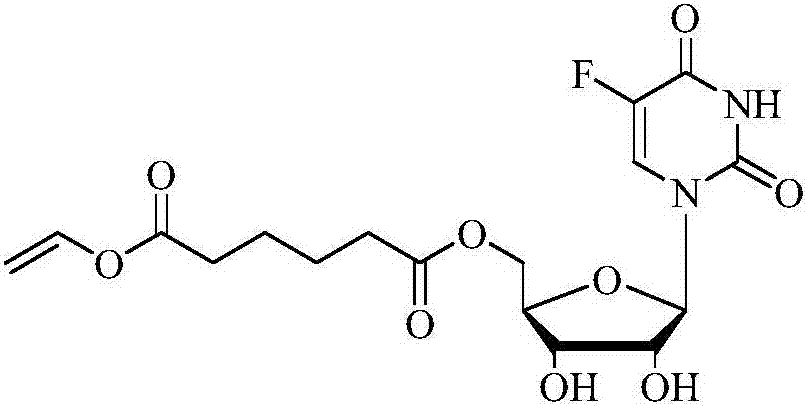 Method for synthesizing 5'-O-ethylene hexanedioyl-5-floxuridine on line through catalyzing of lipase