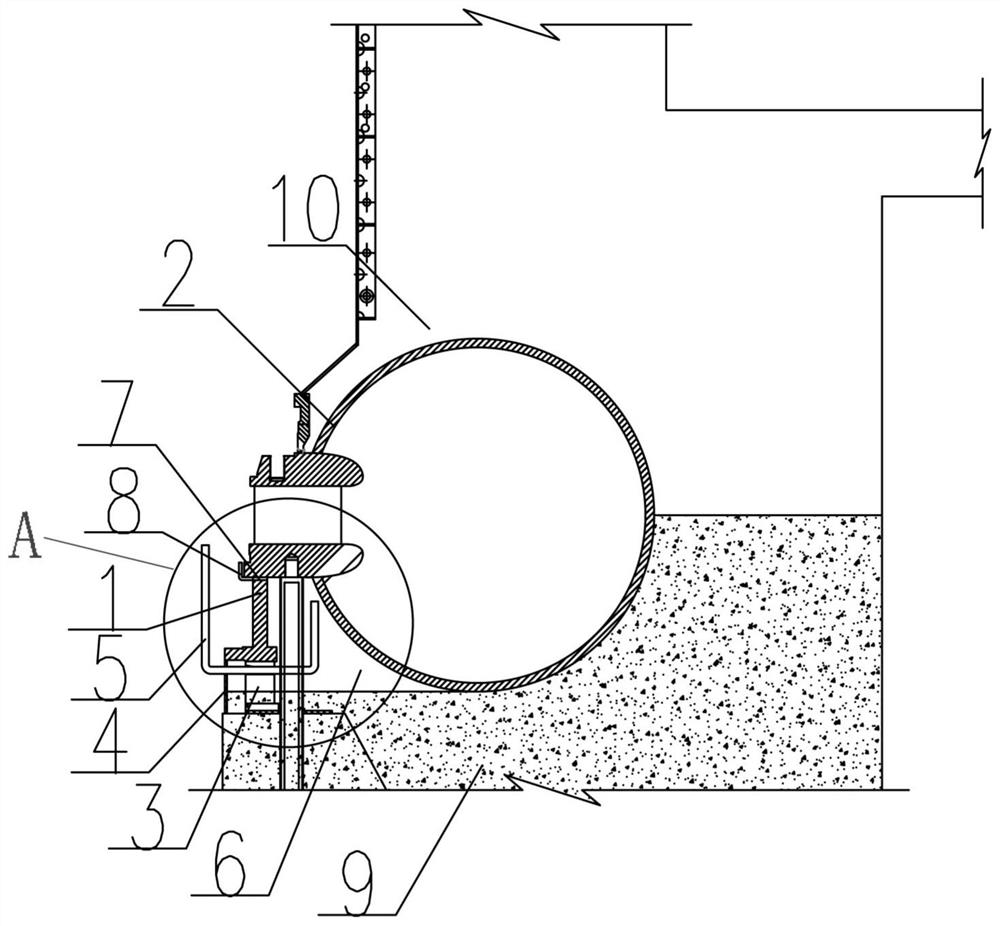 Water turbine volute internal corner backfill grouting auxiliary structure and backfill grouting method