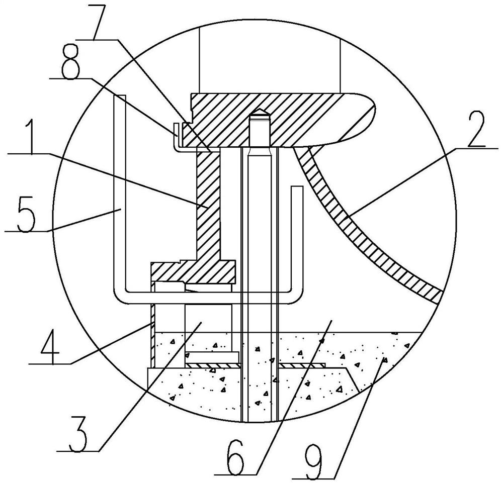 Water turbine volute internal corner backfill grouting auxiliary structure and backfill grouting method