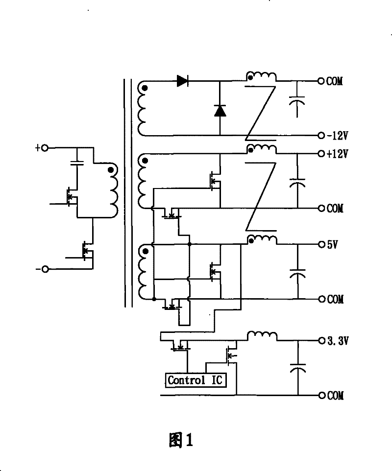 Resonant converter provided with phase shift output route