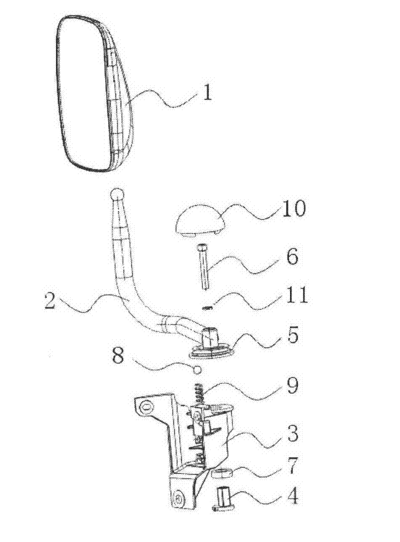 Loosening and rotating preventing device for rearview mirror of automobile