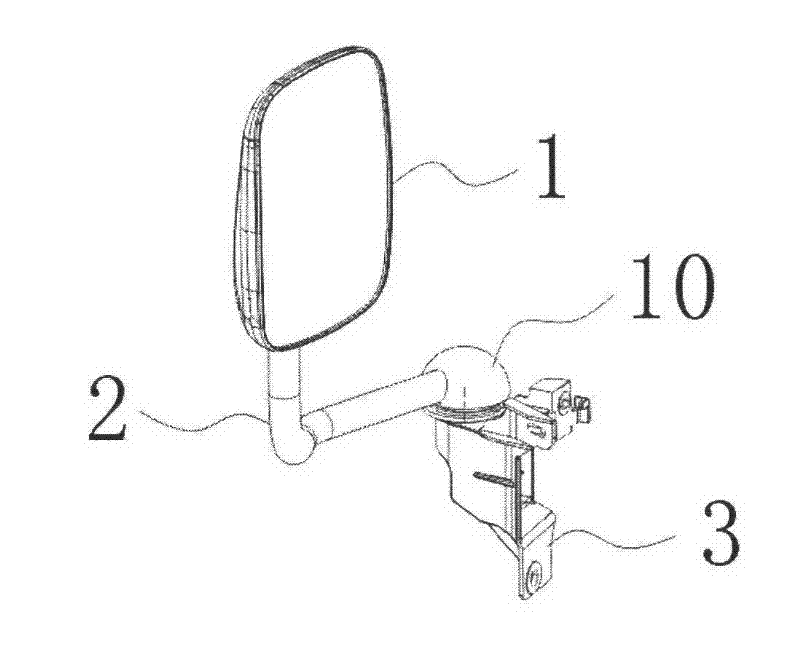 Loosening and rotating preventing device for rearview mirror of automobile