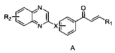 Quinoxaline-containing chalcone derivative and preparation method and application thereof