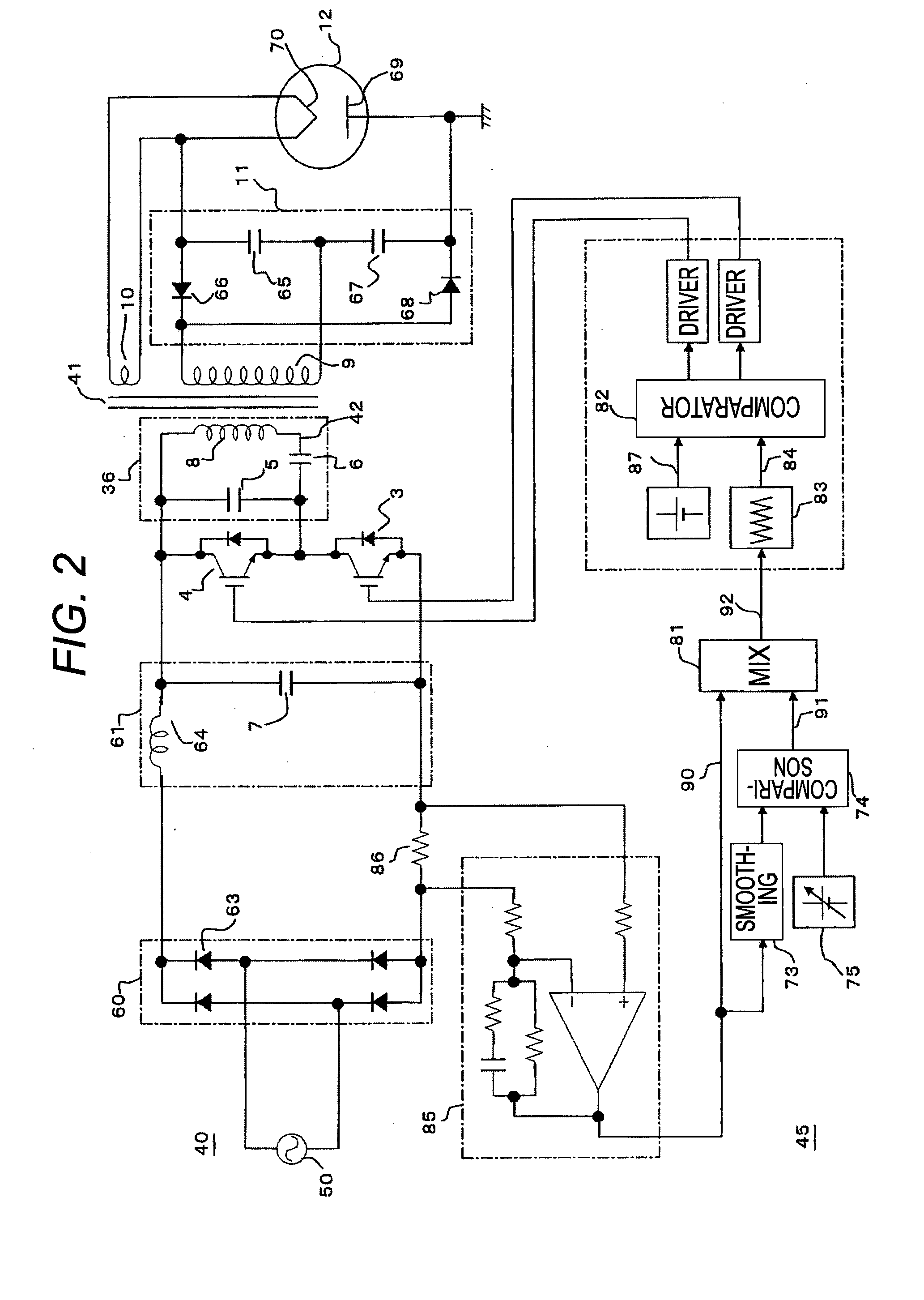 Power control unit for high-frequency dielectric heating and control method thereof