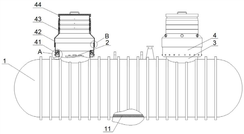 A ff buried oil tank with an anti-seepage well seat