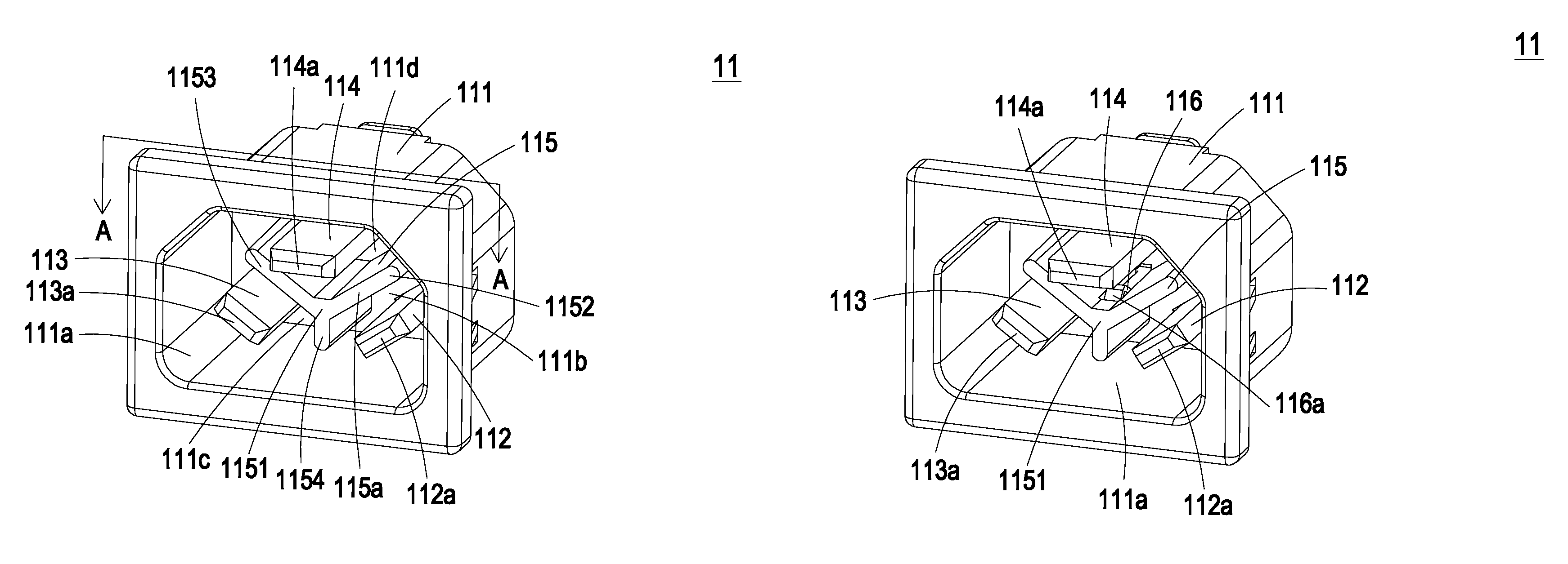 Power connector having a signal detecting terminal on a separation member