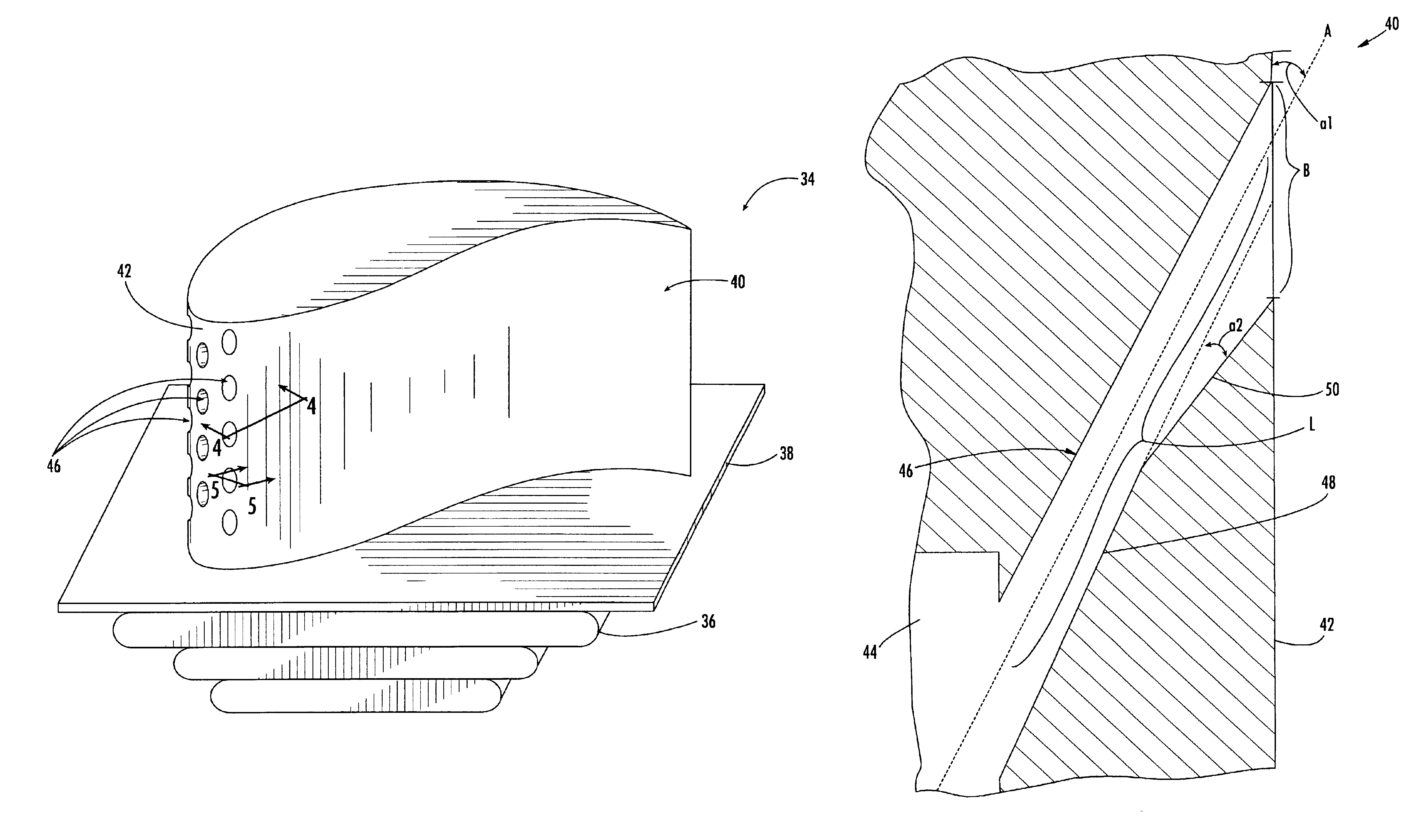 Combustion turbine with airfoil having enhanced leading edge diffusion holes and related methods