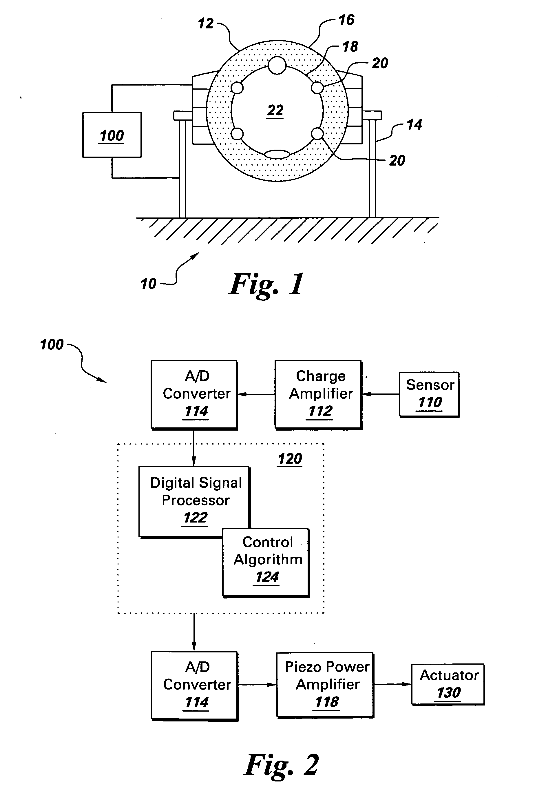 Active vibration control in computed tomography systems