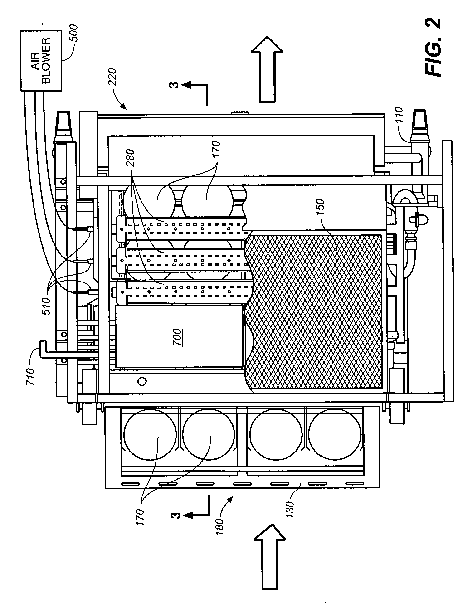 Multi-stage cooking system using radiant, convection, and magnetic induction heating, and having a compressed air heat guide