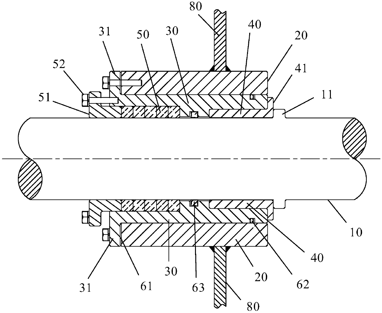 Sealing bearing for ship underwater device