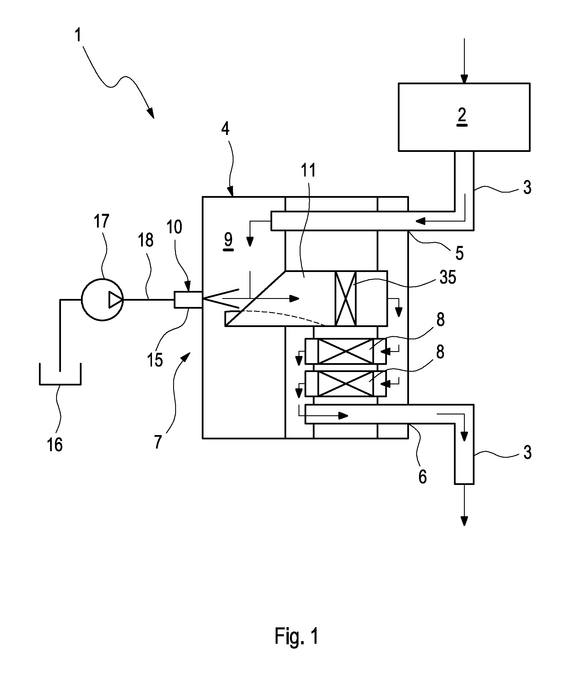 Device for introducing a liquid into a gas flow