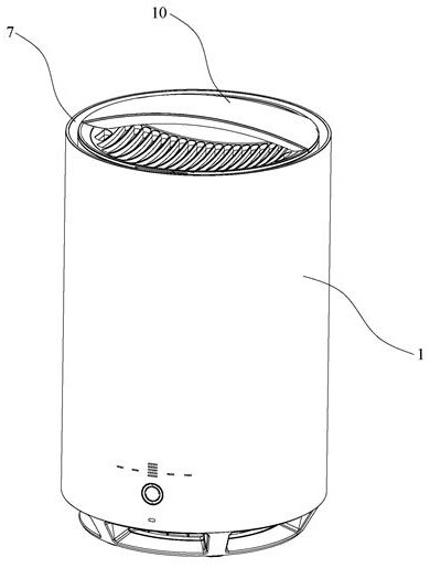 Vertical humidifier with variable-diameter evaporator