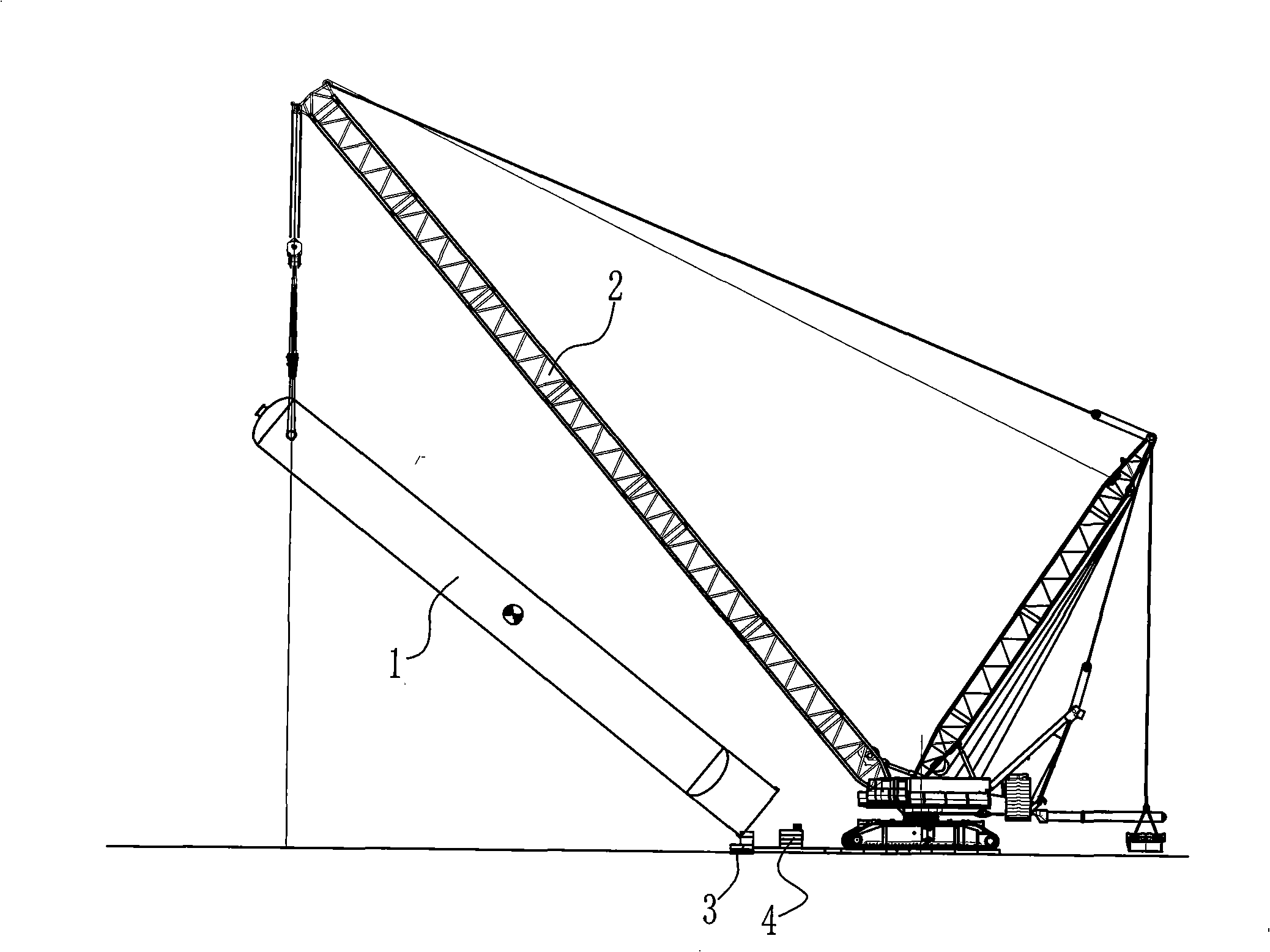 Turning hoisting method for vertical type apparatus