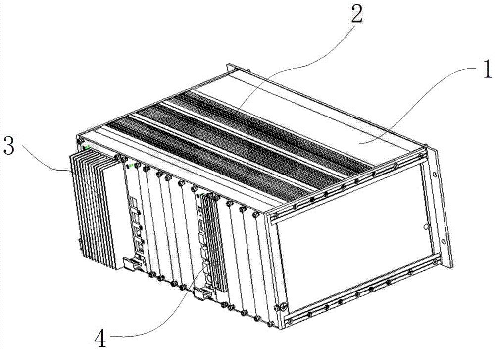 Heat radiating cabinet and printed board assembly thereof