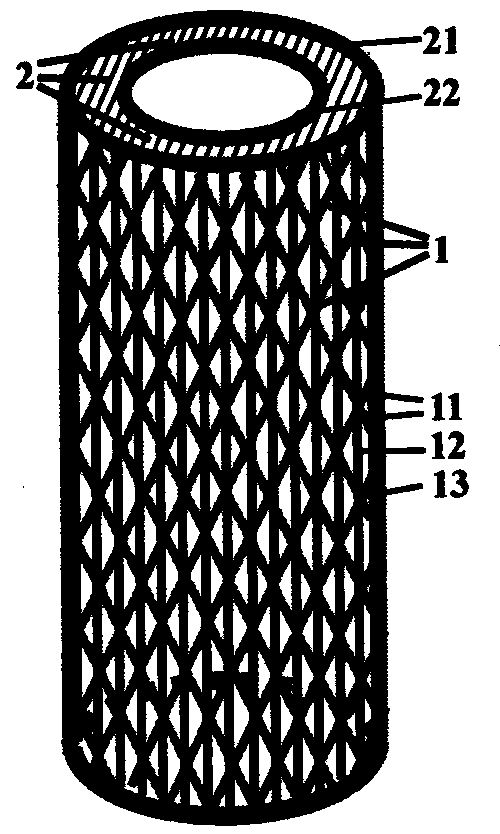 Crossed rotation type radial contraction and expansion tubular fabric as well as preparation method and purpose thereof