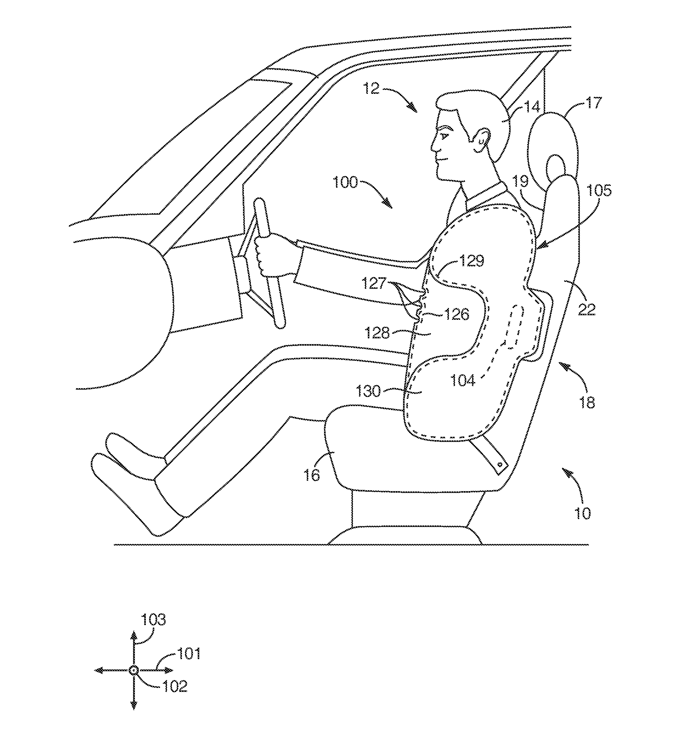 3-layer "c" shaped side airbag