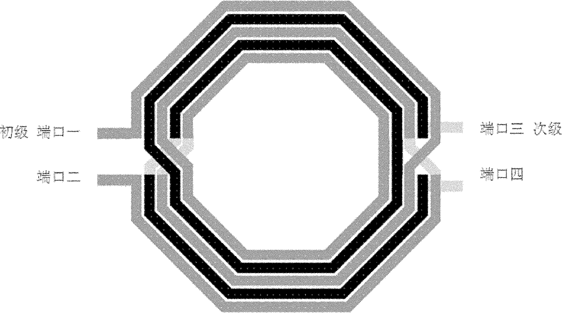 Laminated structure of radio frequency transformer