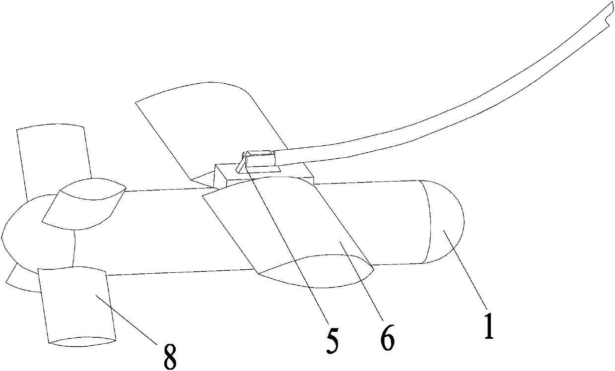 'X'-shaped empennage towed body and motion attitude control method thereof